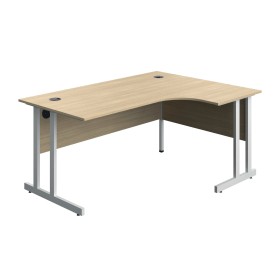 Serrion Twin Upright Right Hand Corner Desk 1600mm x 1200mm x 730mm Oak White 894042 F