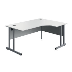 Serrion Twin Upright Right Hand Corner Desk 1600mm x 1200mm x 730mm White Silver 894066 F