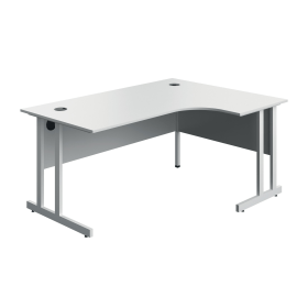 Serrion Twin Upright Right Hand Corner Desk 1600mm x 1200mm x 730mm White White 894036 F