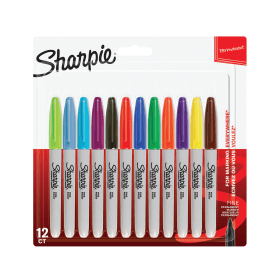 Sharpie Permanent Marker Fine Tip Assorted 12 Pack 390406 F