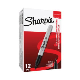Sharpie Permanent Marker Fine Tip Black 12 Pack 100081 F