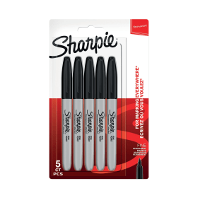 Sharpie Permanent Marker Fine Tip Black 5 Pack 612990 F