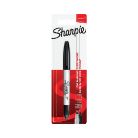 Sharpie Permanent Markers Twin Tip Blister Black 12 Pack 523237 F