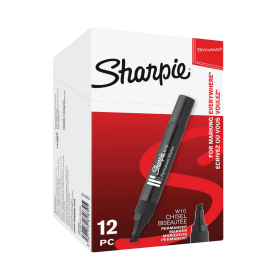 Sharpie W10 Permanent Marker Chisel Tip Black 12 Pack 141477 F