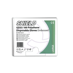 Shield Embossed Polythene Disposable Glove Clear L 100 Pack 372864 F