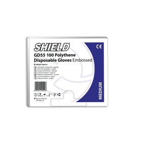 Shield Embossed Polythene Disposable Glove Clear M 100 Pack 372865 F