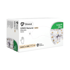 Shield Powder Free Latex Gloves Natural L 100 Pack 281422 F
