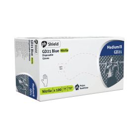 Shield Powder Free Nitrile Micro Textured Disposable GloveS Blue M 100 Pack 786622 F