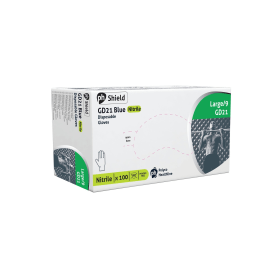 Shield Powder Free Nitrile Micro Textured Disposable Gloves Blue L 100 Pack 786623 F