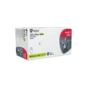 Shield Powder Free Nitrile Micro Textured Disposable Gloves Blue S 100 Pack 786621 F