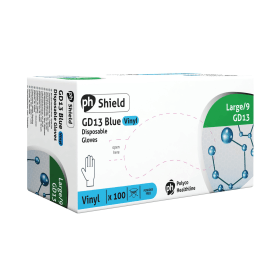 Shield Powder Free Vinyl Gloves Blue L 100 Pack 372844 F