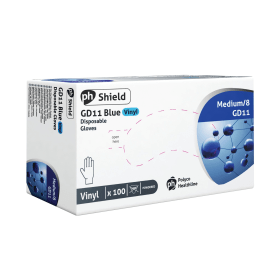 Shield Powdered Vinyl Gloves Blue M 100 Pack 372854 F