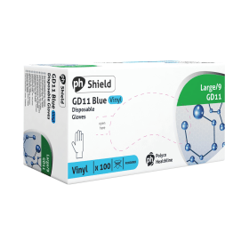 Shield Powdered Vinyl Gloves Latex Free Blue L 100 Pack 372853 F