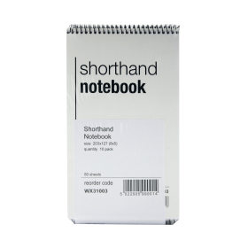 Shorthand Notebook Wirebound 60gsm Ruled 160 Pages 203mm x 127mm White 10 Pack 166710 F