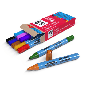 Show me Drywipe Markers Fine Bullet Tip 0.4mm Line Assorted 10 Pack 489924 F