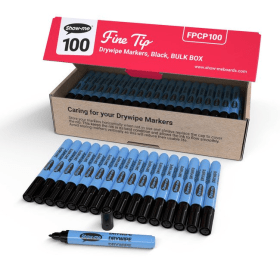 Show me Drywipe Markers Fine Bullet Tip 0.4mm Line Black 100 Pack 393850 F
