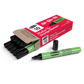 Show me Drywipe Markers Medium Bullet Tip 2mm Line Black 10 Pack 411138 F