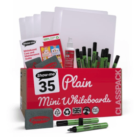 Show me StayClean A4 Whiteboards Plain Plain 35 Boards Pens And Erasers Free Cleaners 393841 F