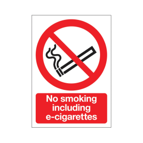 Signs And Labels No Smoking Including E Cigarettes Sign Self Adhesive A5 Red 893624 F