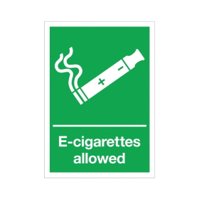Signs and Labels E Cigarettes Allowed Sign Plastic A5 Green 893871 F