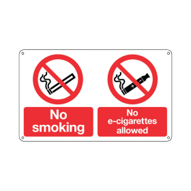Signs and Labels No Smoking and No E Cigarettes Sign Plastic 100mm x 250mm Red 893712 F