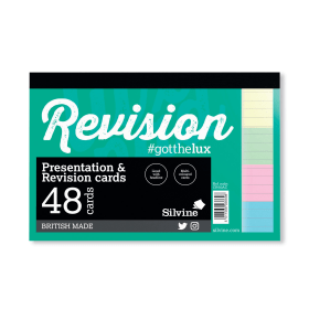 Silvine 48 Revision Notecard Pad Lined Multi Coloured 960 Pack 481706 F