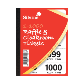 Silvine Cloakroom and Raffle Tickets 1 1000 Assorted 6 Pack 523415 F