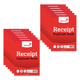 Silvine Duplicate Receipt Book 100 Sets 105mm x 148mm 12 Pack 103652 F