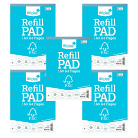 Silvine Envrion Ruled Margin Refill Pad 160 Pages A4 5 Pack 140347 F