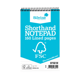 Silvine Envrion Shorthand Notepad Ruled Margin 160 Pages 127mm x 203mm Blue 10 Pack 112079 F