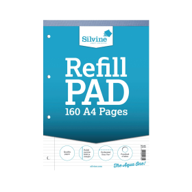 Silvine Narrow Feint Ruled Headbound Refill Pad 160 Pages A4 6 Pack 127894 F