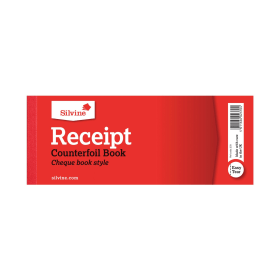 Silvine Receipt Book with Counterfoil 100 Sets 80mm x 202mm 36 Pack 142663 F