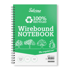 Silvine Recycled Wirebound Notebook Ruled 104 Pages A5 12 Pack SV44153 F