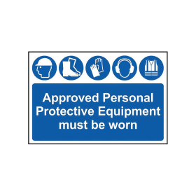 Spectrum Approved Personal Protective Equipment Must Be Worn Sign PVC 600mm x 400mm Blue 585639 F