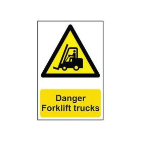 Spectrum Danger Forklift Trucks Sign PVC 400mm x 600mm Yellow 602530 F