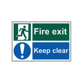Spectrum Industrial Fire Exit Keep Clear S A PVC Sign 300mm x 200mm 585537 F