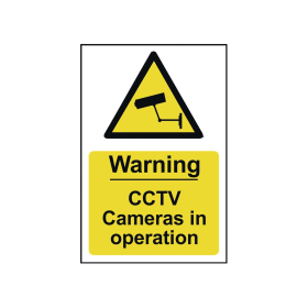 Spectrum Warning CCTV Cameras In Operation Sign Self Adhesive 200mm x 300mm Yellow 585671 F