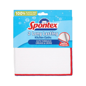 Spontex Long Lasting Kitchen Cloths White 2 Pack 885137 F