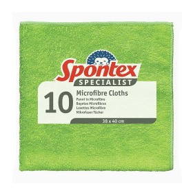Spontex Specialist Microfibre Cloths Green 10 Pack 885134 F