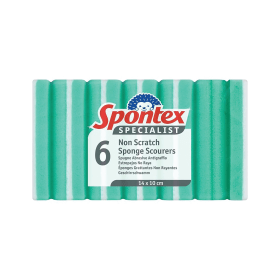 Spontex Specialist Non Scratch Sponge Scourer Blue White 6 Pack 885129 F