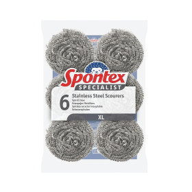 Spontex Specialist Stainless Steel Scourers XL Silver 6 Pack 885133 F