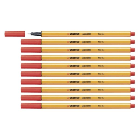 Stabilo Point 88 Fine Fineliner 0.4mm Red 10 Pack