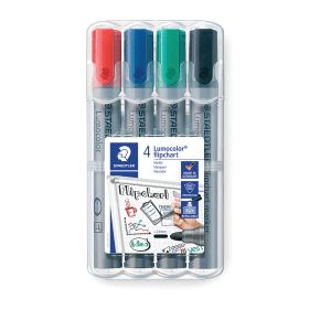 Staedtler Flipchart Markers Bullet Tip Assorted 4 Pack 356 WP4 114884 F