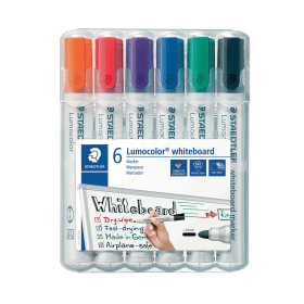 Staedtler Lumocolor 351 Drywipe Markers Bullet Tip 2mm Line Assorted 6 Pack 172624 F