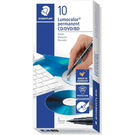 Staedtler Lumocolour CD DVD Marker Fine Tip Super Black 10 Pack 104236 F