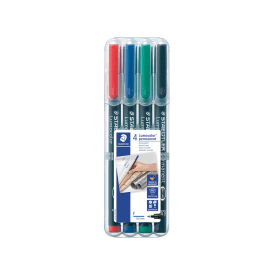 Staedtler Lumocolour Pen Permanent Fine Assorted 4 Pack 133984 F