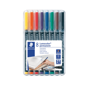 Staedtler Lumocolour Pen Permanent Fine Assorted 8 Pack 136172 F