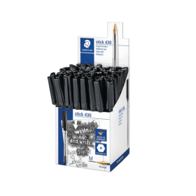 Staedtler Stick 430 Ballpoint Pen 0.35mm Line Black 50 Pack ST07400 F