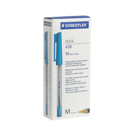 Staedtler Stick 430 Ballpoint Pen 0.35mm Line Blue 10 Pack 106749 F