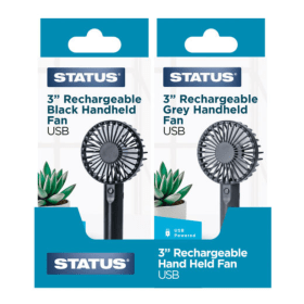 Status Recharge Handheld Fan 3 Inch Black 10 Pack MIXRHHFANSX10 STS21746 F